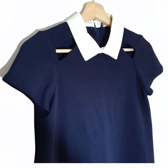Zara Trafaluc Navy Cutout Collar Mini Dress - Picture 4 of 10